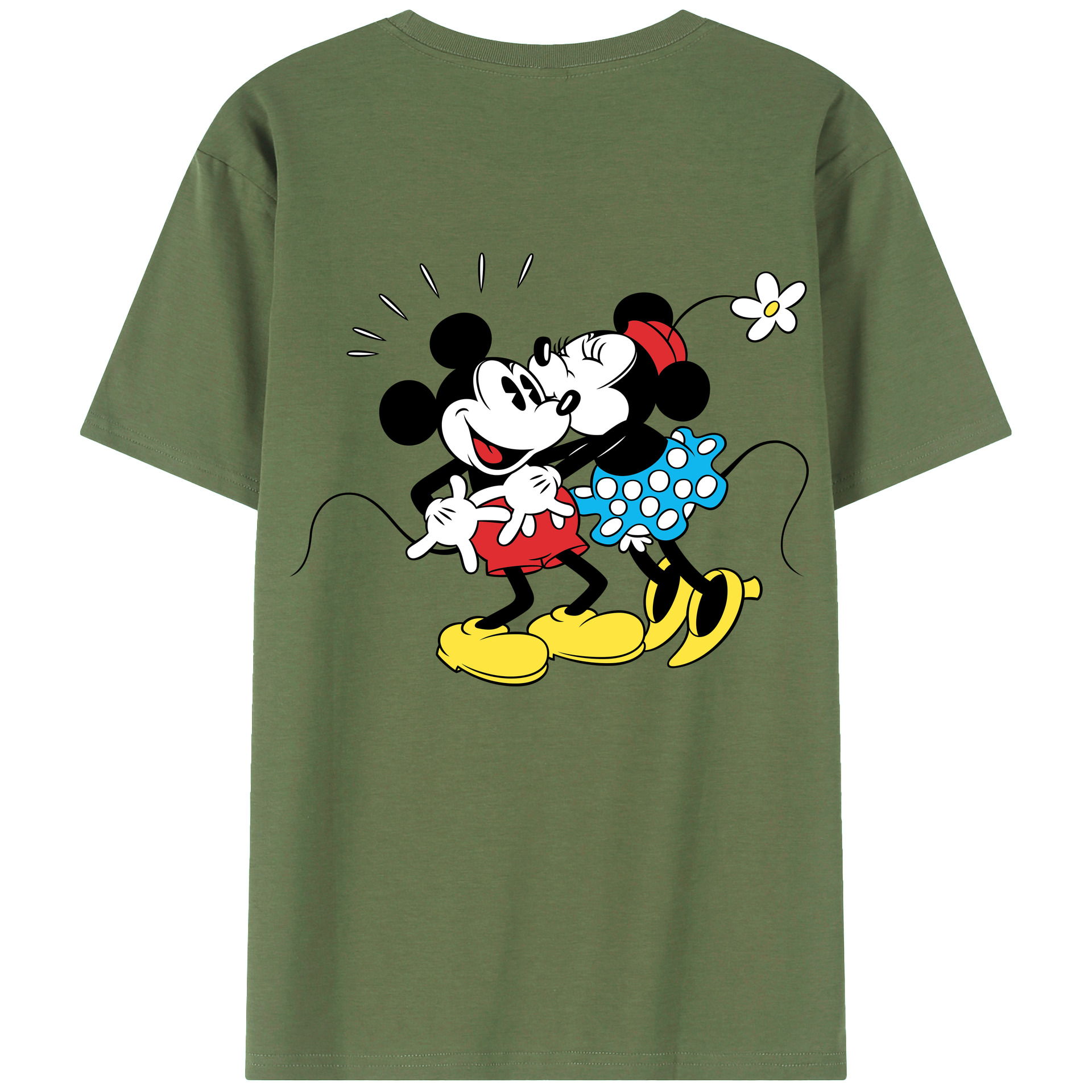 ミッキーマウス Mickey Mouse 綿100％ メンズ半袖Tシャツ（バックプリント） 通気性